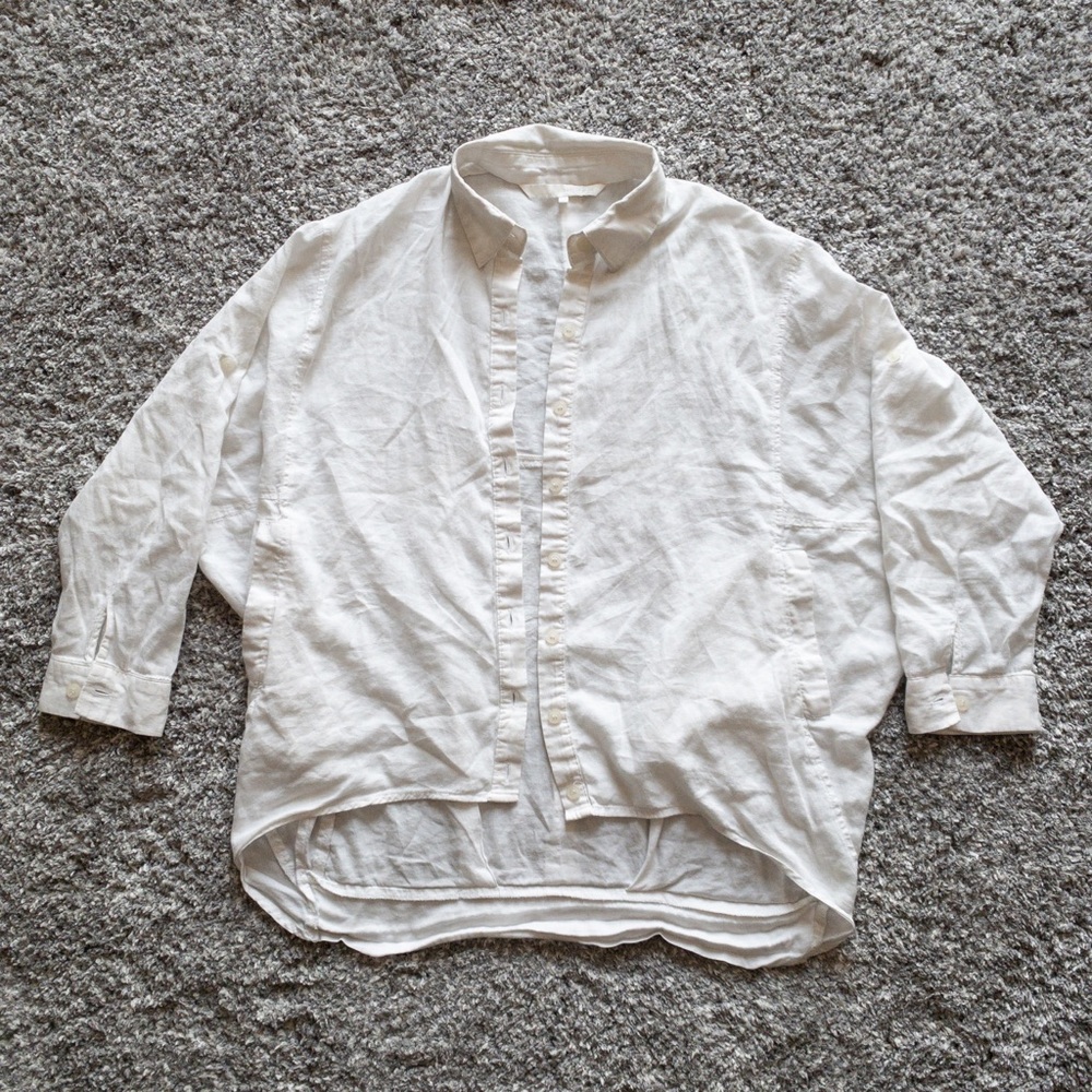 Bonnie Alex 55(S) White 3/4 Sleeve High/low Blouse